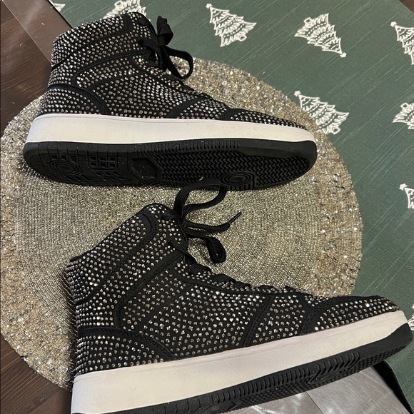 Black and Gold bling High-Top Sneakers - Picture 7 of 13